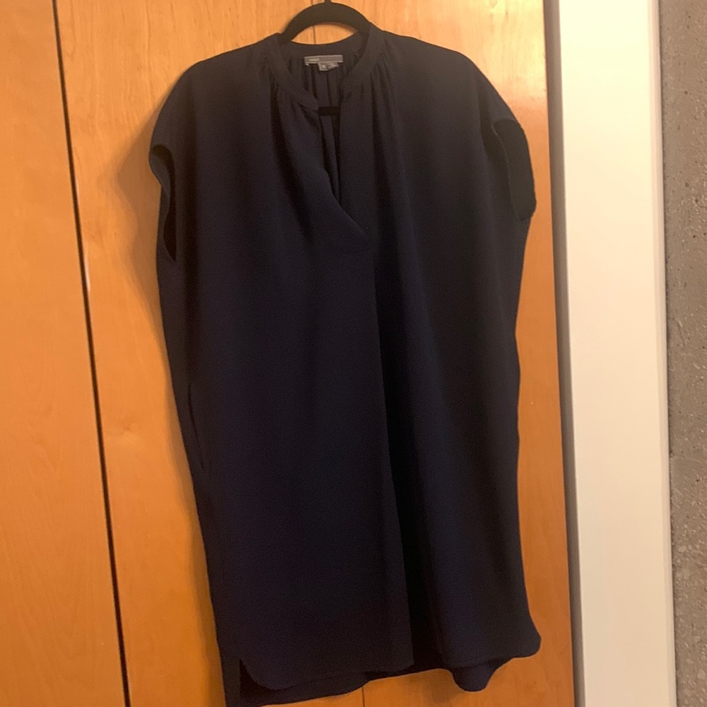 Vince Silk Sleeveless Shift Dress.
